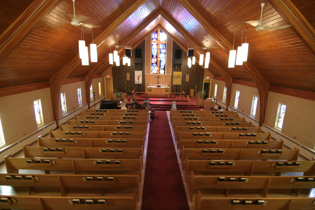 bride and groom getting married in a church